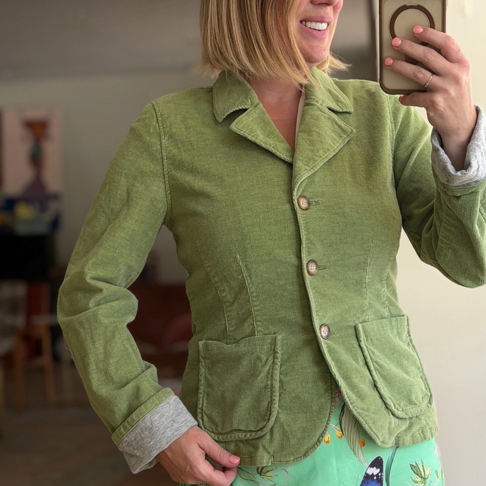 Sundance Size 8 Lightweight Lime Celery Apple Green Corduroy Blazer Jacket GORG